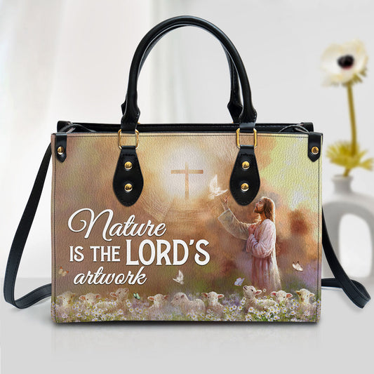 Nature Is The Lord‘s Artwork Beautiful Christian Leather Handbag, Religious Gifts For Women, Women Pu Leather Bag