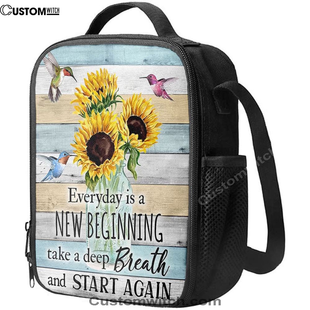 New Beginnings Hummingbirds Sunflowers Lunch Bag - Encouragement Gifts For Women Woman