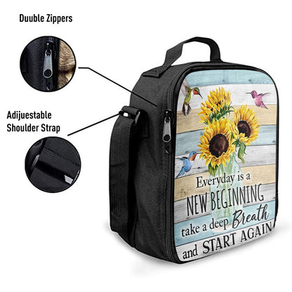 New Beginnings Hummingbirds Sunflowers Lunch Bag - Encouragement Gifts For Women Woman
