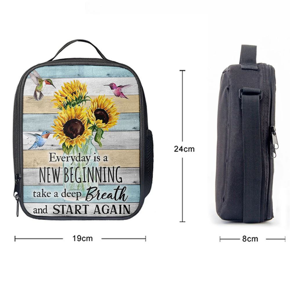 New Beginnings Hummingbirds Sunflowers Lunch Bag - Encouragement Gifts For Women Woman