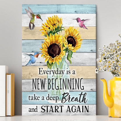 New Beginnings Hummingbirds Sunflowers Wall Art - Inspirational Wall Art & Decor - Encouragement Gifts For Women Woman