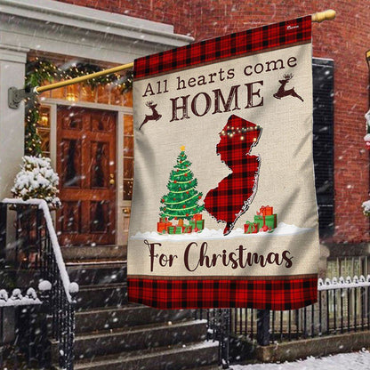 New Jersey Christmas Flag All Hearts Come Home For Christmas Flag, Christmas Garden Flag, Home Decor Accessories, Christmas Outdoor Decor Ideas
