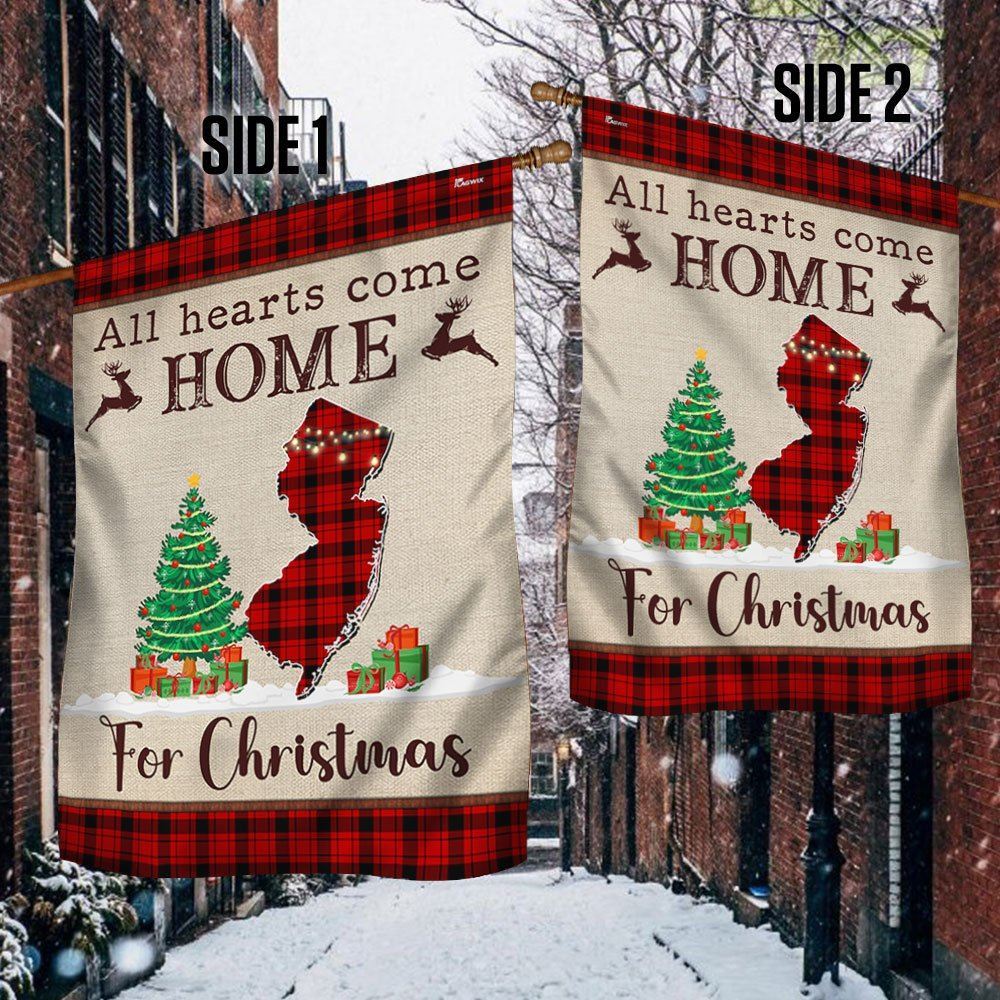 New Jersey Christmas Flag All Hearts Come Home For Christmas Flag, Christmas Garden Flag, Home Decor Accessories, Christmas Outdoor Decor Ideas