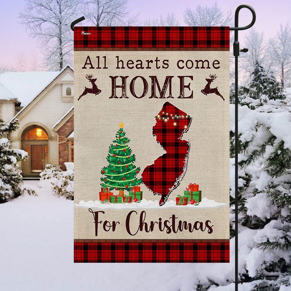 New Jersey Christmas Flag All Hearts Come Home For Christmas Flag, Christmas Garden Flag, Home Decor Accessories, Christmas Outdoor Decor Ideas