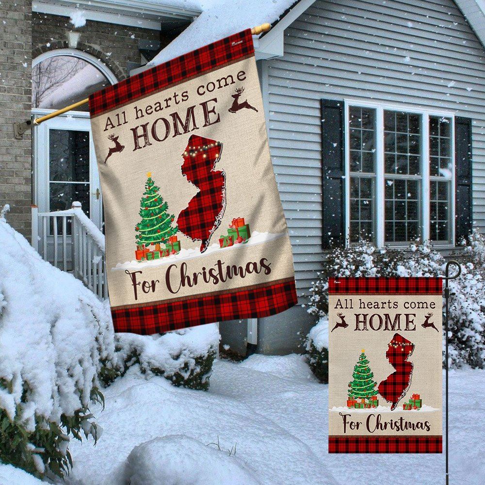 New Jersey Christmas Flag All Hearts Come Home For Christmas Flag, Christmas Garden Flag, Home Decor Accessories, Christmas Outdoor Decor Ideas