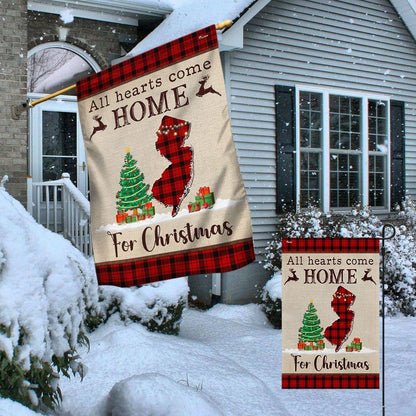 New Jersey Christmas Flag All Hearts Come Home For Christmas Flag, Christmas Garden Flag, Home Decor Accessories, Christmas Outdoor Decor Ideas