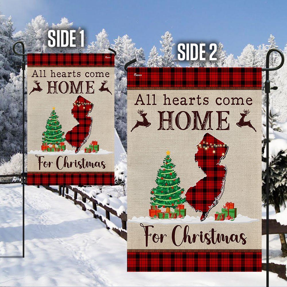New Jersey Christmas Flag All Hearts Come Home For Christmas Flag, Christmas Garden Flag, Home Decor Accessories, Christmas Outdoor Decor Ideas