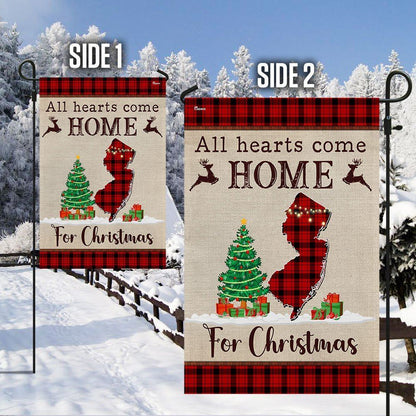 New Jersey Christmas Flag All Hearts Come Home For Christmas Flag, Christmas Garden Flag, Home Decor Accessories, Christmas Outdoor Decor Ideas