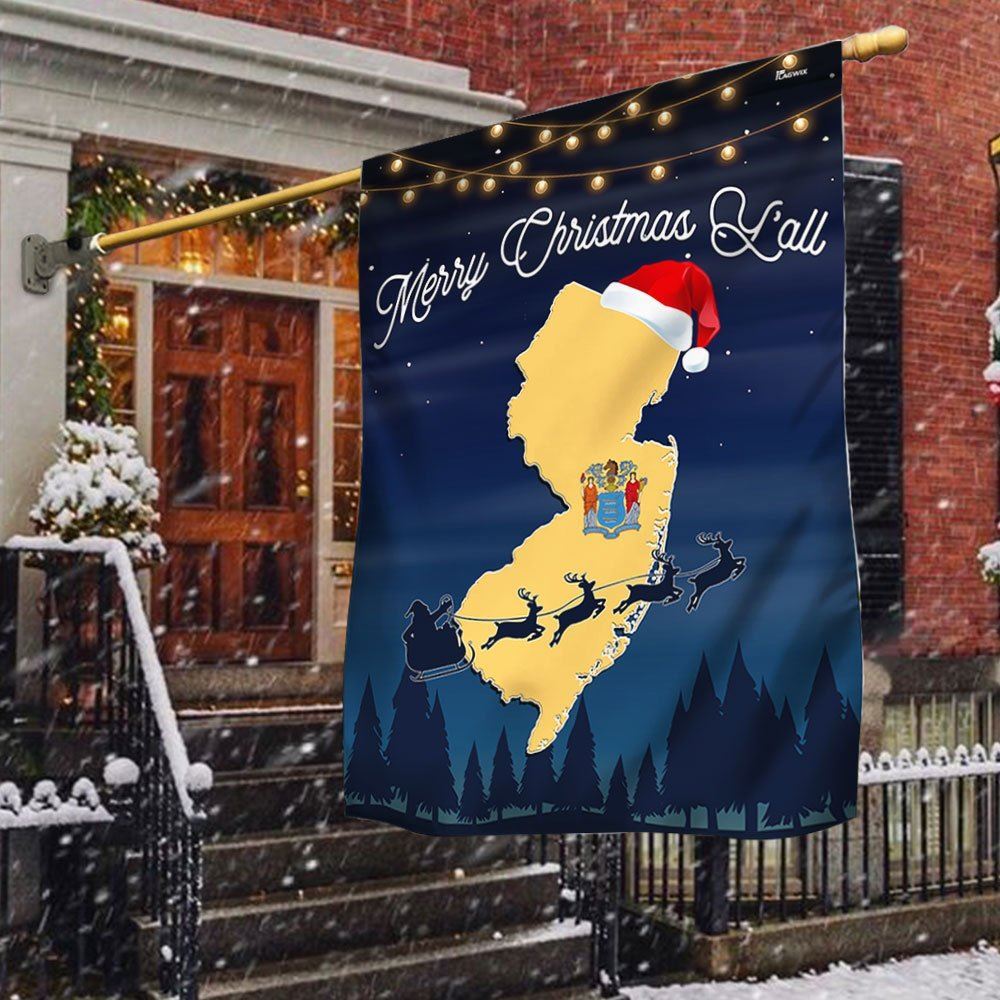 New Jersey Merry Christmas Y'all Flag, Christmas Garden Flag, Home Decor Accessories, Christmas Outdoor Decor Ideas