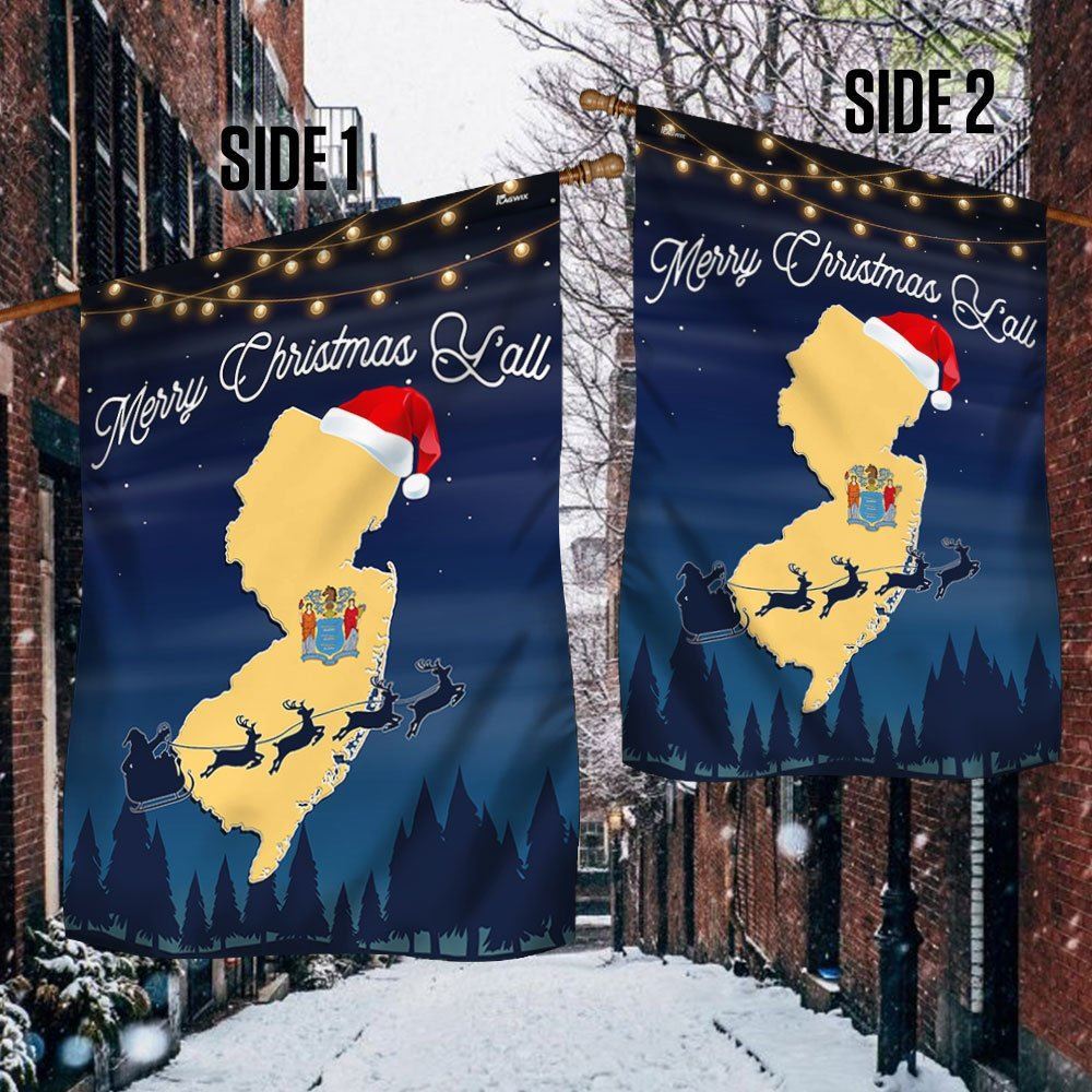 New Jersey Merry Christmas Y'all Flag, Christmas Garden Flag, Home Decor Accessories, Christmas Outdoor Decor Ideas