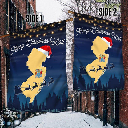 New Jersey Merry Christmas Y'all Flag, Christmas Garden Flag, Home Decor Accessories, Christmas Outdoor Decor Ideas