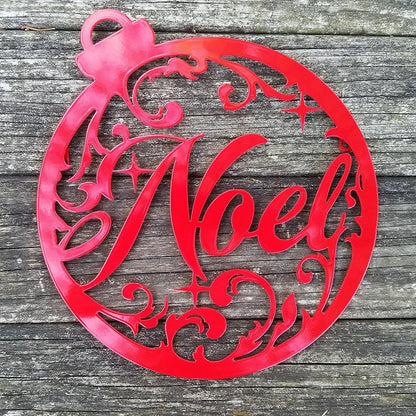Noel Round Metal Sign, Cut Metal Sign, Wall Metal Art, Christmas Gift, Christmas Home Decor Sign, Christmas Outdoor Metal Sign