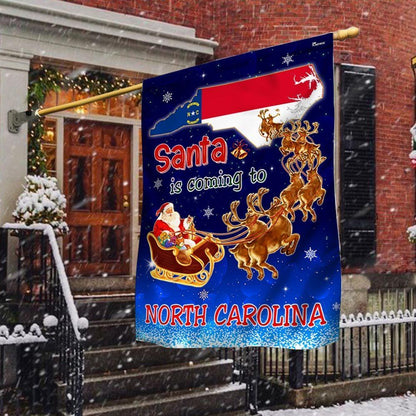 North Carolina Christmas Flag Santa Is Coming To North Carolina Flag, Christmas Garden Flag, Home Decor Accessories, Christmas Outdoor Decor Ideas