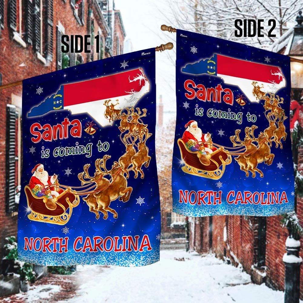 North Carolina Christmas Flag Santa Is Coming To North Carolina Flag, Christmas Garden Flag, Home Decor Accessories, Christmas Outdoor Decor Ideas