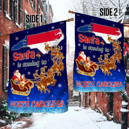 North Carolina Christmas Flag Santa Is Coming To North Carolina Flag, Christmas Garden Flag, Home Decor Accessories, Christmas Outdoor Decor Ideas