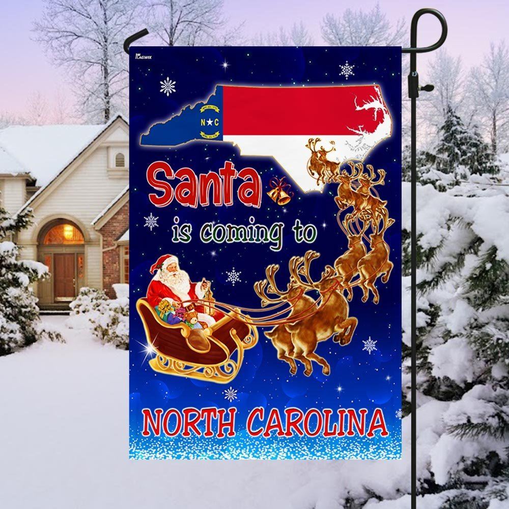 North Carolina Christmas Flag Santa Is Coming To North Carolina Flag, Christmas Garden Flag, Home Decor Accessories, Christmas Outdoor Decor Ideas