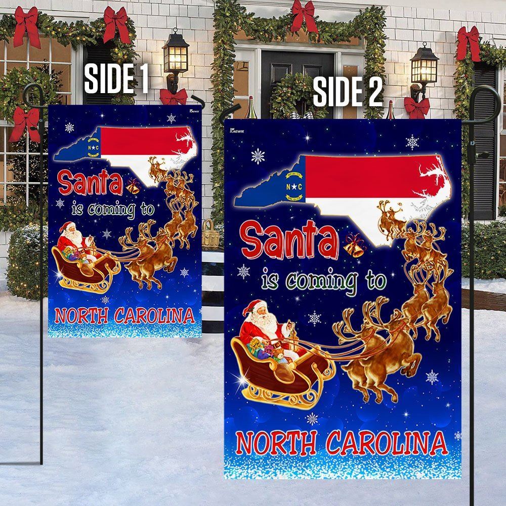 North Carolina Christmas Flag Santa Is Coming To North Carolina Flag, Christmas Garden Flag, Home Decor Accessories, Christmas Outdoor Decor Ideas
