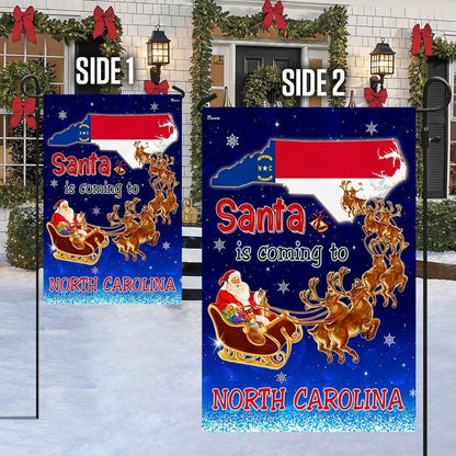 North Carolina Christmas Flag Santa Is Coming To North Carolina Flag, Christmas Garden Flag, Home Decor Accessories, Christmas Outdoor Decor Ideas