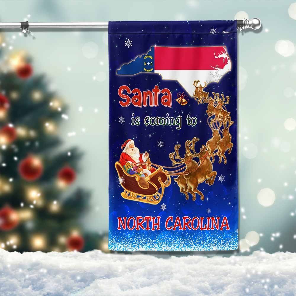 North Carolina Christmas Flag Santa Is Coming To North Carolina Flag, Christmas Garden Flag, Home Decor Accessories, Christmas Outdoor Decor Ideas