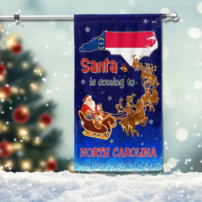 North Carolina Christmas Flag Santa Is Coming To North Carolina Flag, Christmas Garden Flag, Home Decor Accessories, Christmas Outdoor Decor Ideas