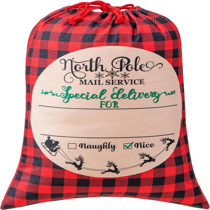 North Pole Red Caro Christmas Sack, Gift For Chidren, Christmas Bag Gift, Christmas Gift 2023