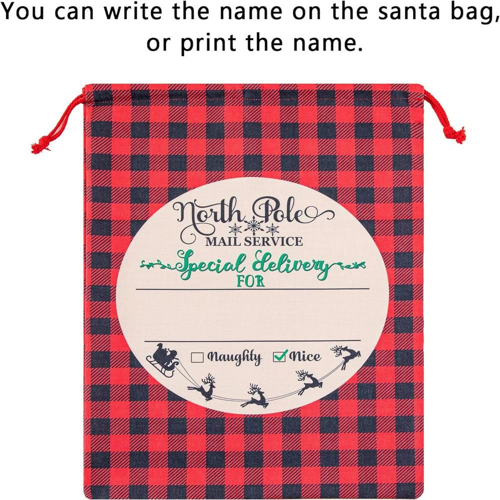 North Pole Red Caro Christmas Sack, Gift For Chidren, Christmas Bag Gift, Christmas Gift 2023