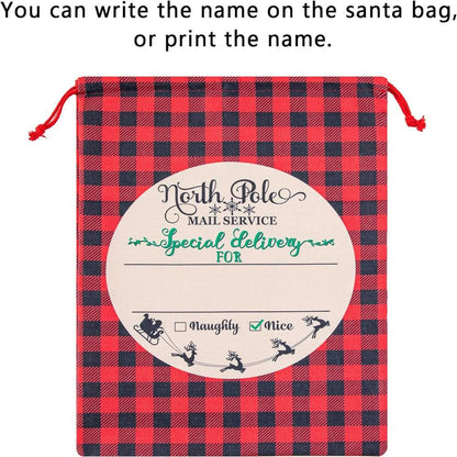 North Pole Red Caro Christmas Sack, Gift For Chidren, Christmas Bag Gift, Christmas Gift 2023