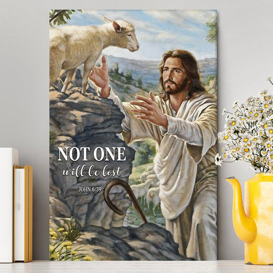 Not One Will Be Lost Jesus & Lamb Canvas Wall Art - Jesus Canvas Pictures - Christian Canvas Wall Art