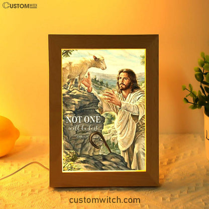 Not One Will Be Lost Jesus & Lamb Frame Lamp Art - Jesus Frame Lamp Pictures - Christian Night Light