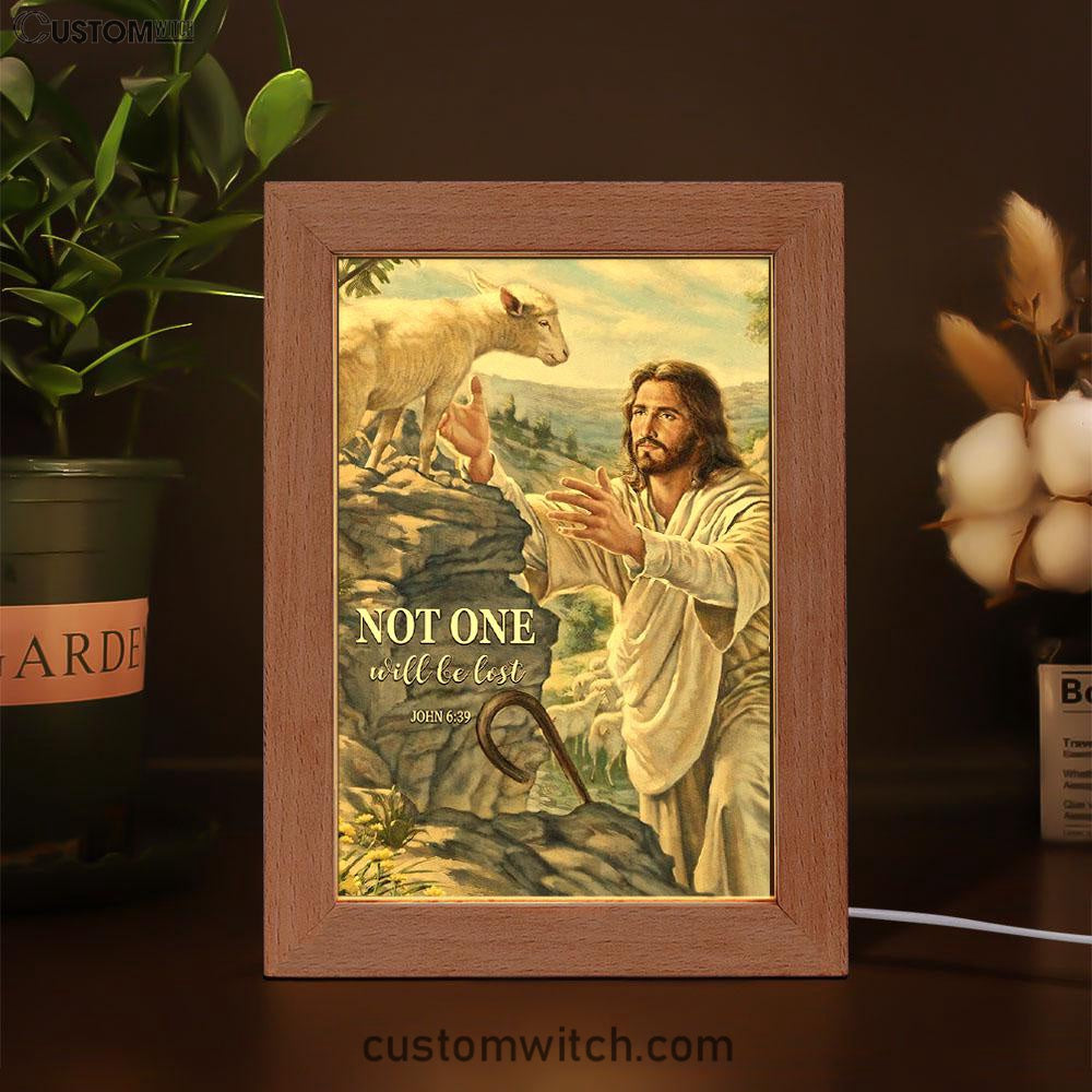 Not One Will Be Lost Jesus & Lamb Frame Lamp Art - Jesus Frame Lamp Pictures - Christian Night Light