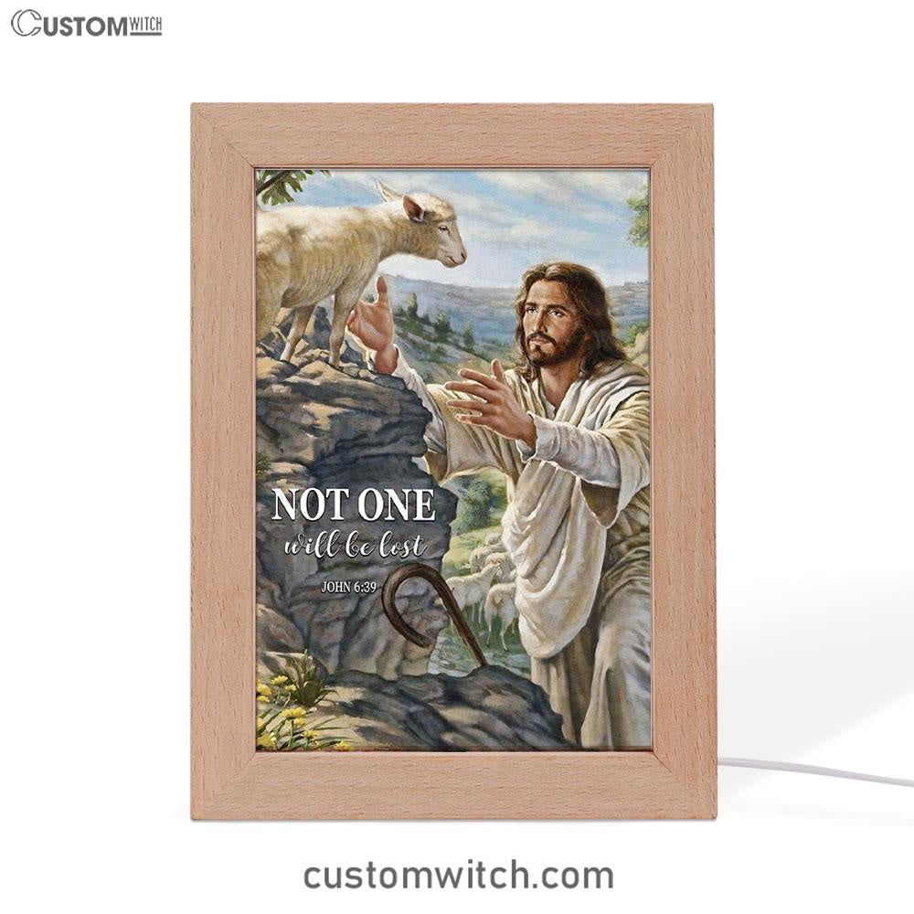 Not One Will Be Lost Jesus & Lamb Frame Lamp Art - Jesus Frame Lamp Pictures - Christian Night Light