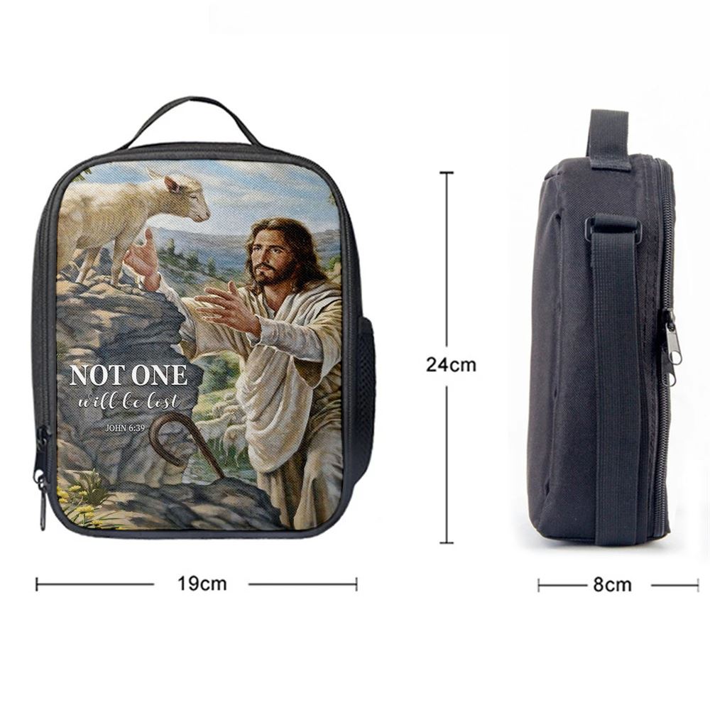 Not One Will Be Lost Jesus & Lamb Lunch Bag, Bible Verse Lunch Bag For Men And Women