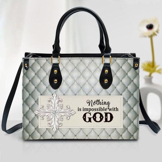 Nothing Is Impossible With God Beautiful Leather Handbag, Religious Gifts For Women, Women Pu Leather Bag