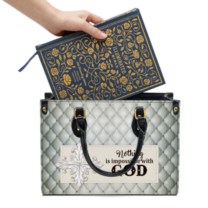 Nothing Is Impossible With God Beautiful Leather Handbag, Religious Gifts For Women, Women Pu Leather Bag