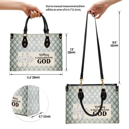 Nothing Is Impossible With God Beautiful Leather Handbag, Religious Gifts For Women, Women Pu Leather Bag