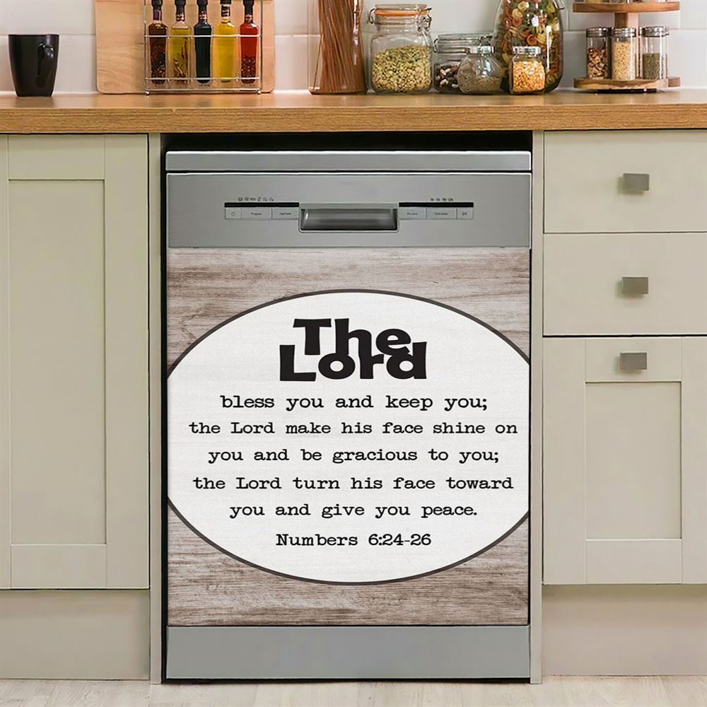 Numbers 624 26 The Lord Bless You And Keep You Rustic Farmhouse Dishwasher Cover, Christian Dishwasher Wrap, Religious Kitchen Decoration