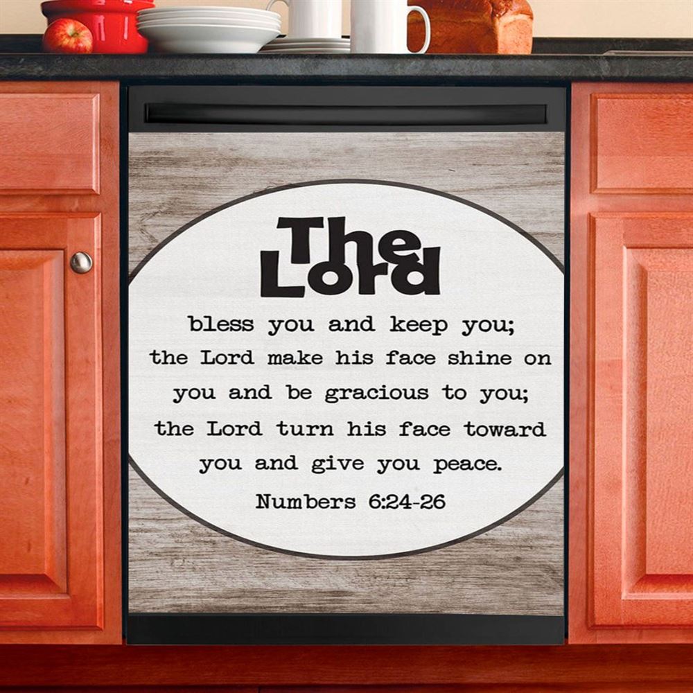 Numbers 624 26 The Lord Bless You And Keep You Rustic Farmhouse Dishwasher Cover, Christian Dishwasher Wrap, Religious Kitchen Decoration