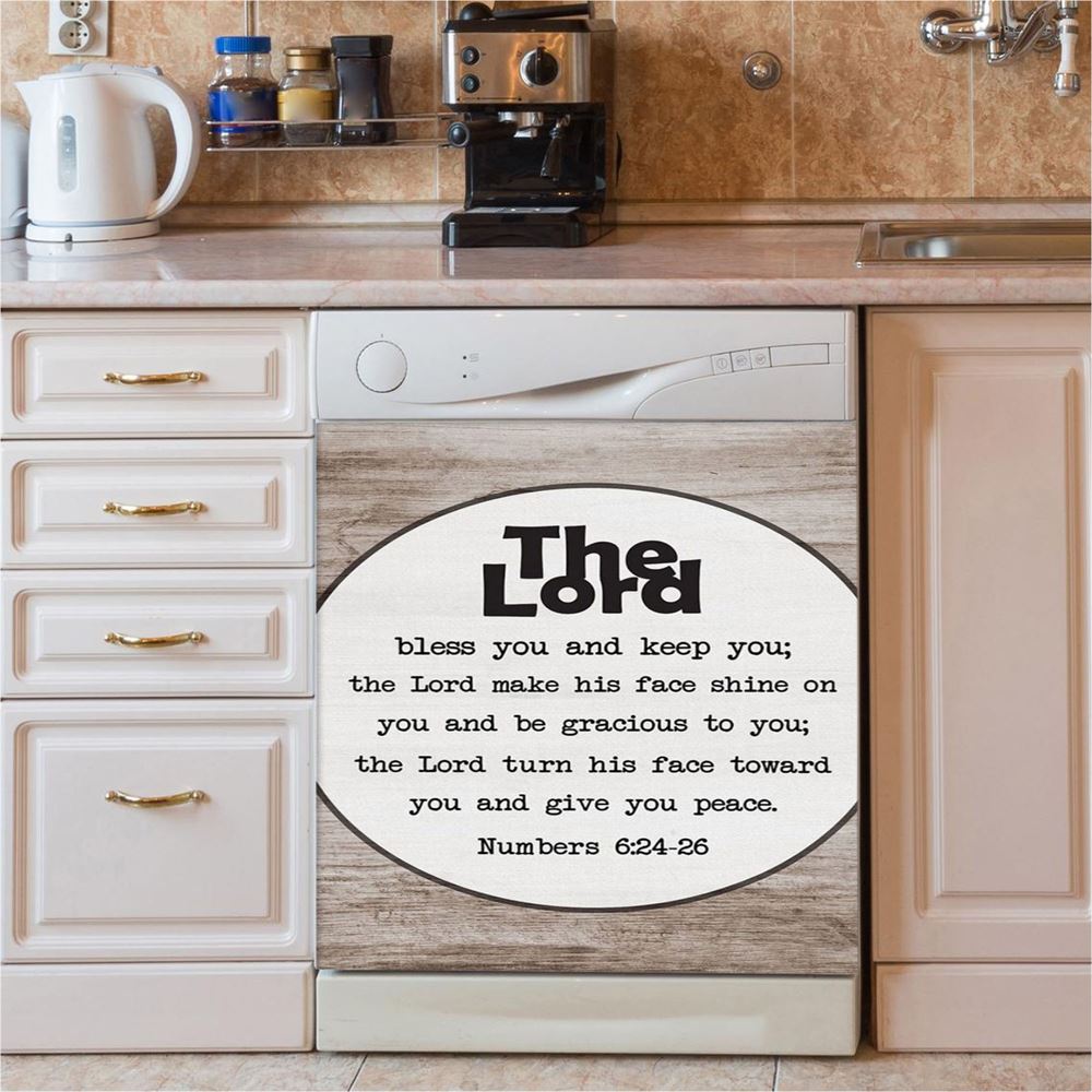 Numbers 624 26 The Lord Bless You And Keep You Rustic Farmhouse Dishwasher Cover, Christian Dishwasher Wrap, Religious Kitchen Decoration