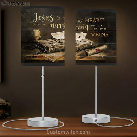 Nurse Cross Jesus In My Heart Nursing In My Veins Table Lamb Gift - Bible Verse Table Lamb - Religious Bedroom Decor