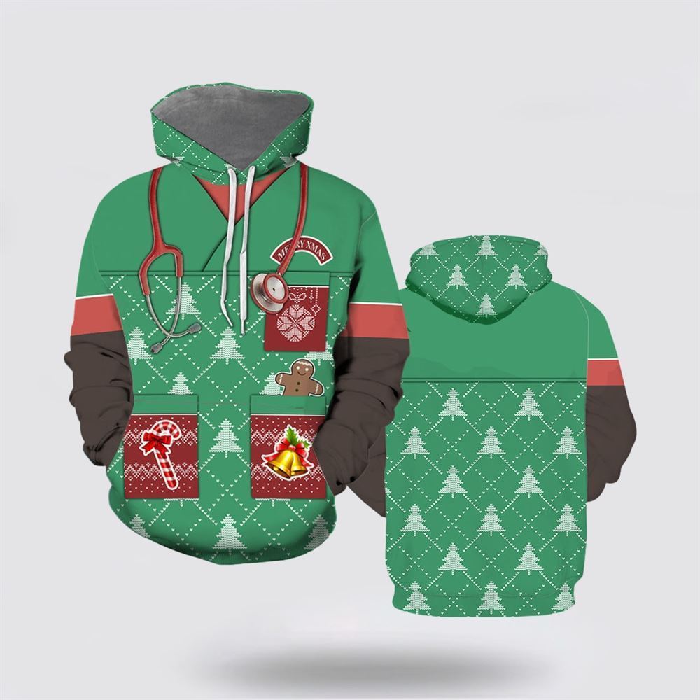 Nurse Merry Christmas All Over Print 3D Hoodie For Men & Women, Christmas Hoodie Cute, Christmas Gift, Christmas Fashion