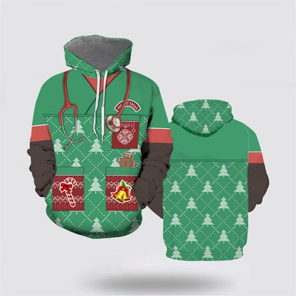 Nurse Merry Christmas All Over Print 3D Hoodie For Men & Women, Christmas Hoodie Cute, Christmas Gift, Christmas Fashion