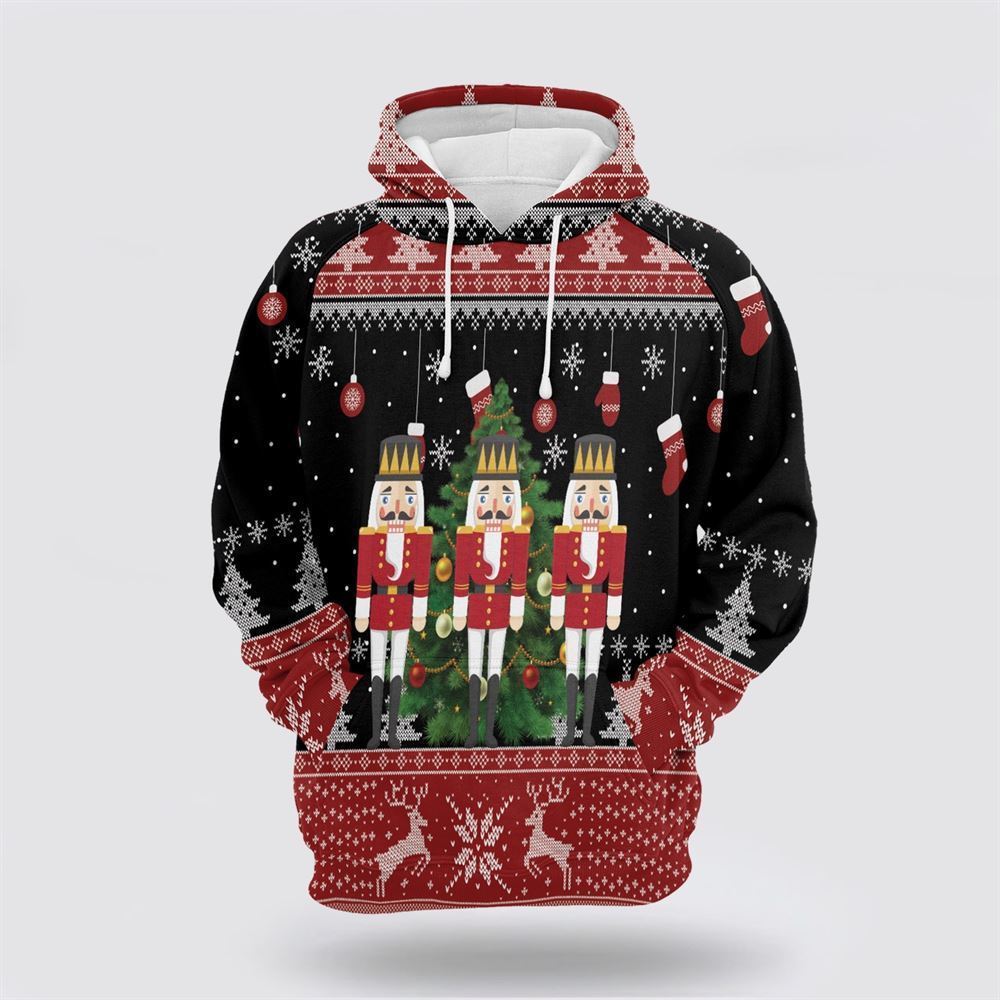 Nutcracker Christmas Tree All Over Print 3D Hoodie For Men & Women, Christmas Hoodie Cute, Christmas Gift, Christmas Fashion