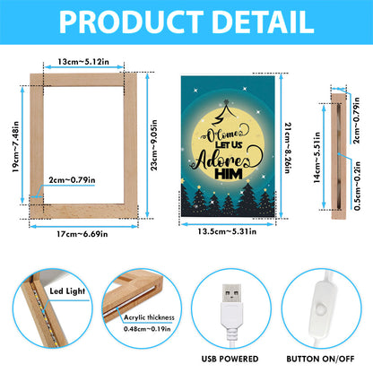 O Come Let Us Adore Him Christmas Tree Frame Lamp Prints - Bible Verse Decor - Scripture Art