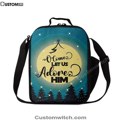O Come Let Us Adore Him Christmas Tree Lunch Bags, Bible Verse Lunch Bag For Men And Women