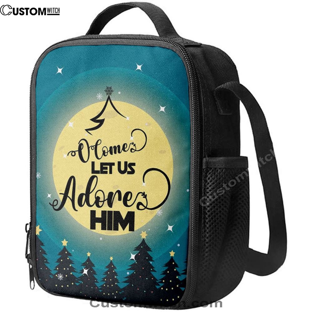 O Come Let Us Adore Him Christmas Tree Lunch Bags, Bible Verse Lunch Bag For Men And Women
