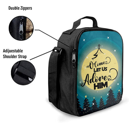 O Come Let Us Adore Him Christmas Tree Lunch Bags, Bible Verse Lunch Bag For Men And Women