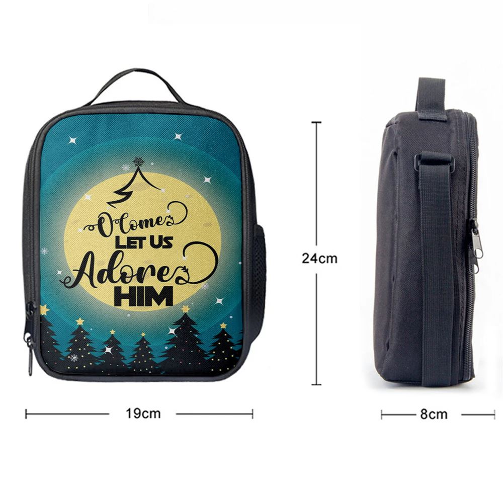 O Come Let Us Adore Him Christmas Tree Lunch Bags, Bible Verse Lunch Bag For Men And Women