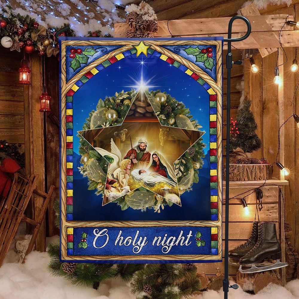 O Holy Night Christmas Nativity Jesus Flag, Christian Christmas House Flag, Christmas Outdoor Decor Ideas