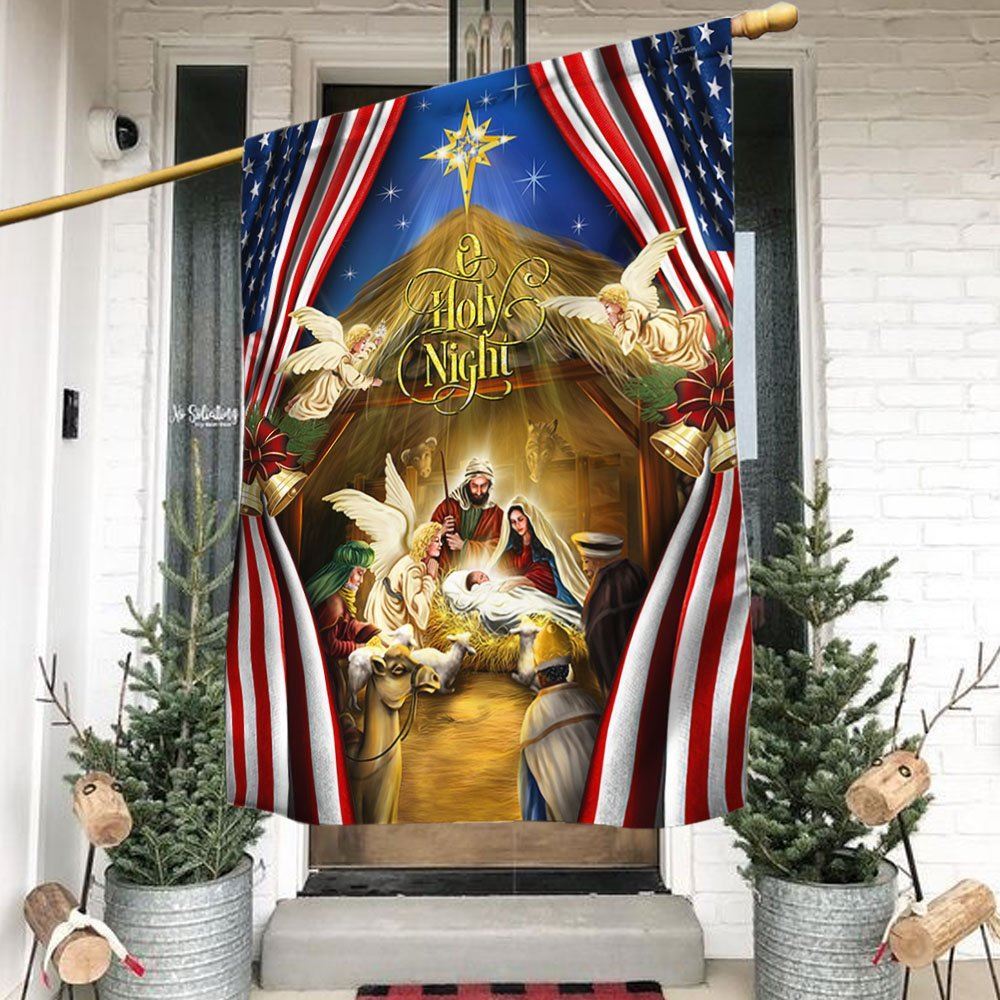 O holy night Jesus Christmas Flag, Christian Christmas House Flag, Christmas Outdoor Decor Ideas