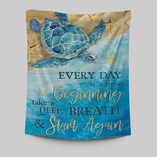 Ocean Painting Turtle Every Day Is A New Beginning Tapestry
